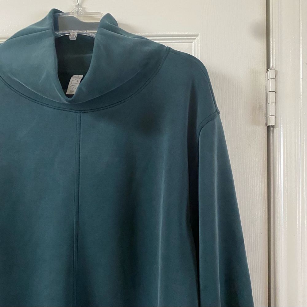 STYLUS Women's Size XXL Deep Teal Pullover Mock Turtleneck Soft Sweatshirt - Picture 4 of 13